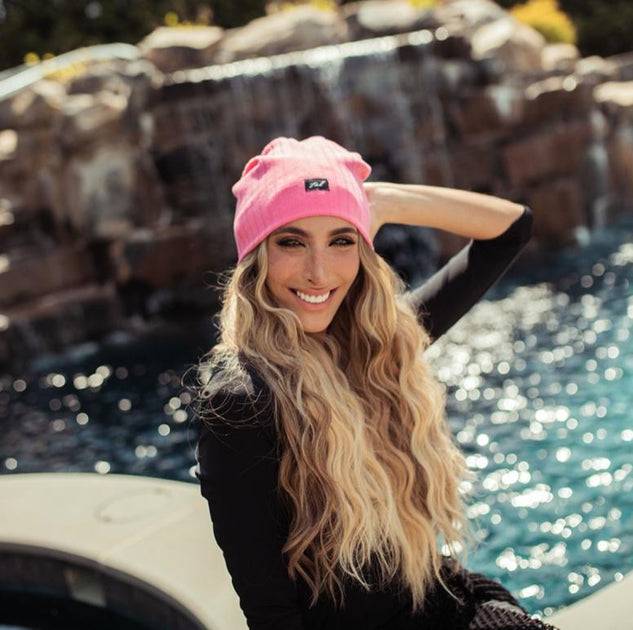 Tal New York : Hot Pink Crystal Beanie | NWT The Cashmere Ribbed Beanie – TAL NEW YORK main image 2