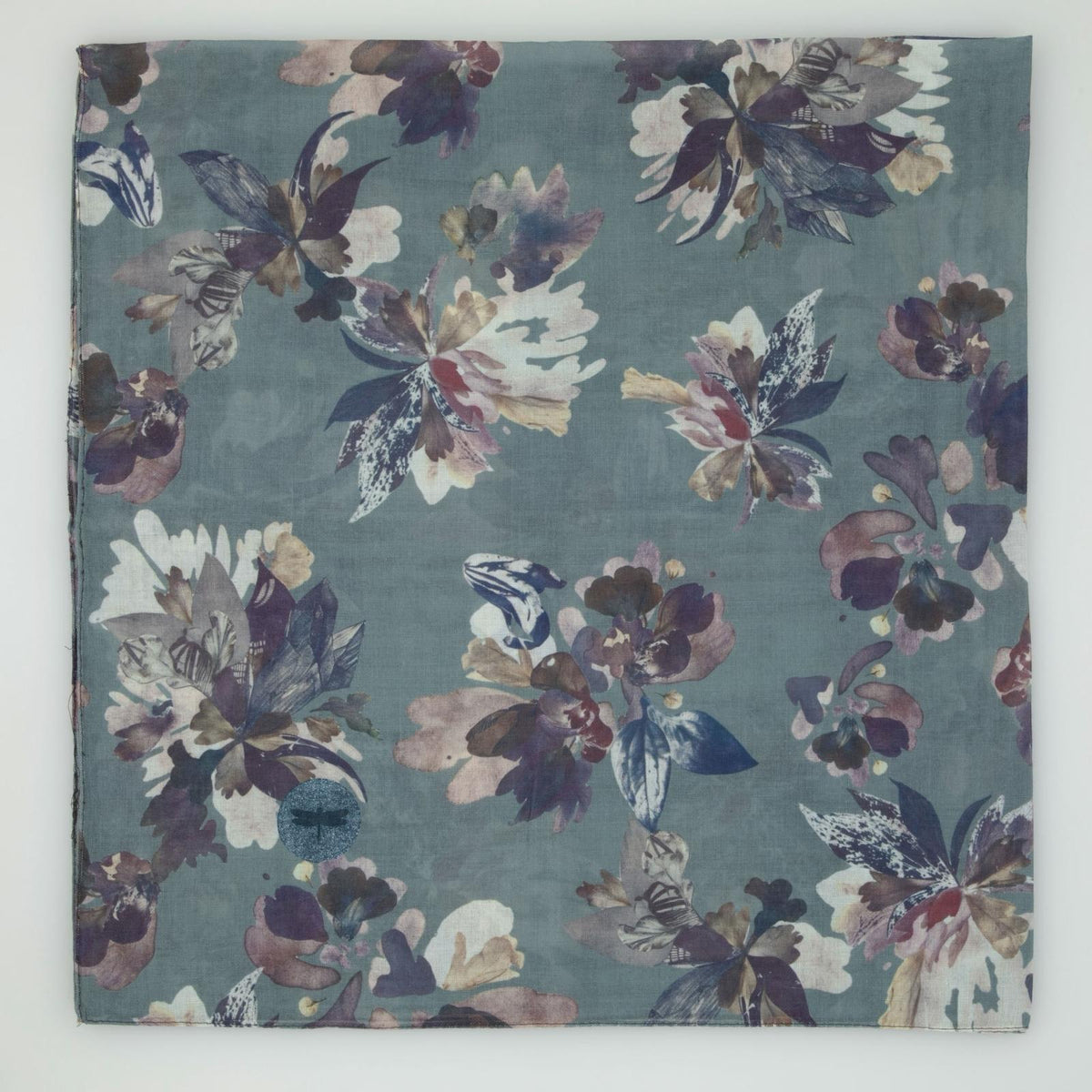 Dusky Gray Floral Scarf (Pretied, Square Scarf + Bandana) – TAL