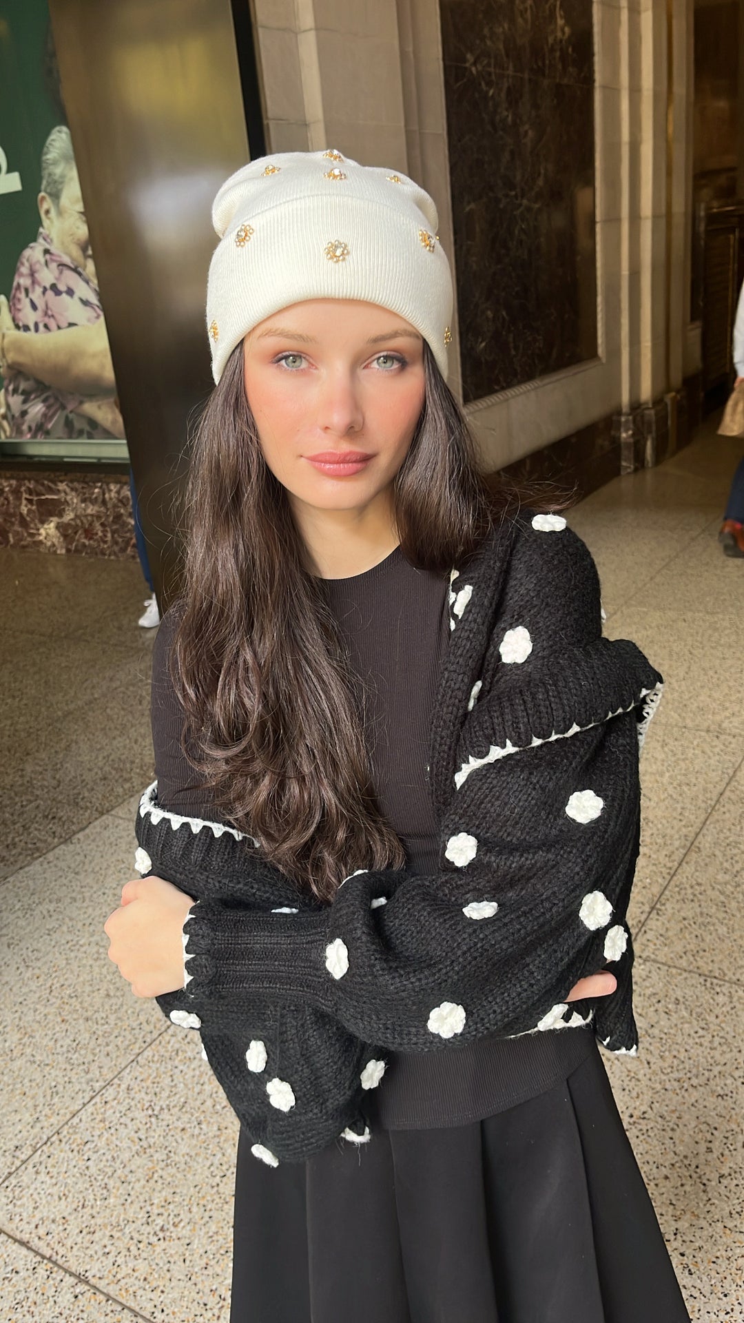 帽子 momentel Love Flower piercing beanie HAT - MOMENTEL JEWELRY