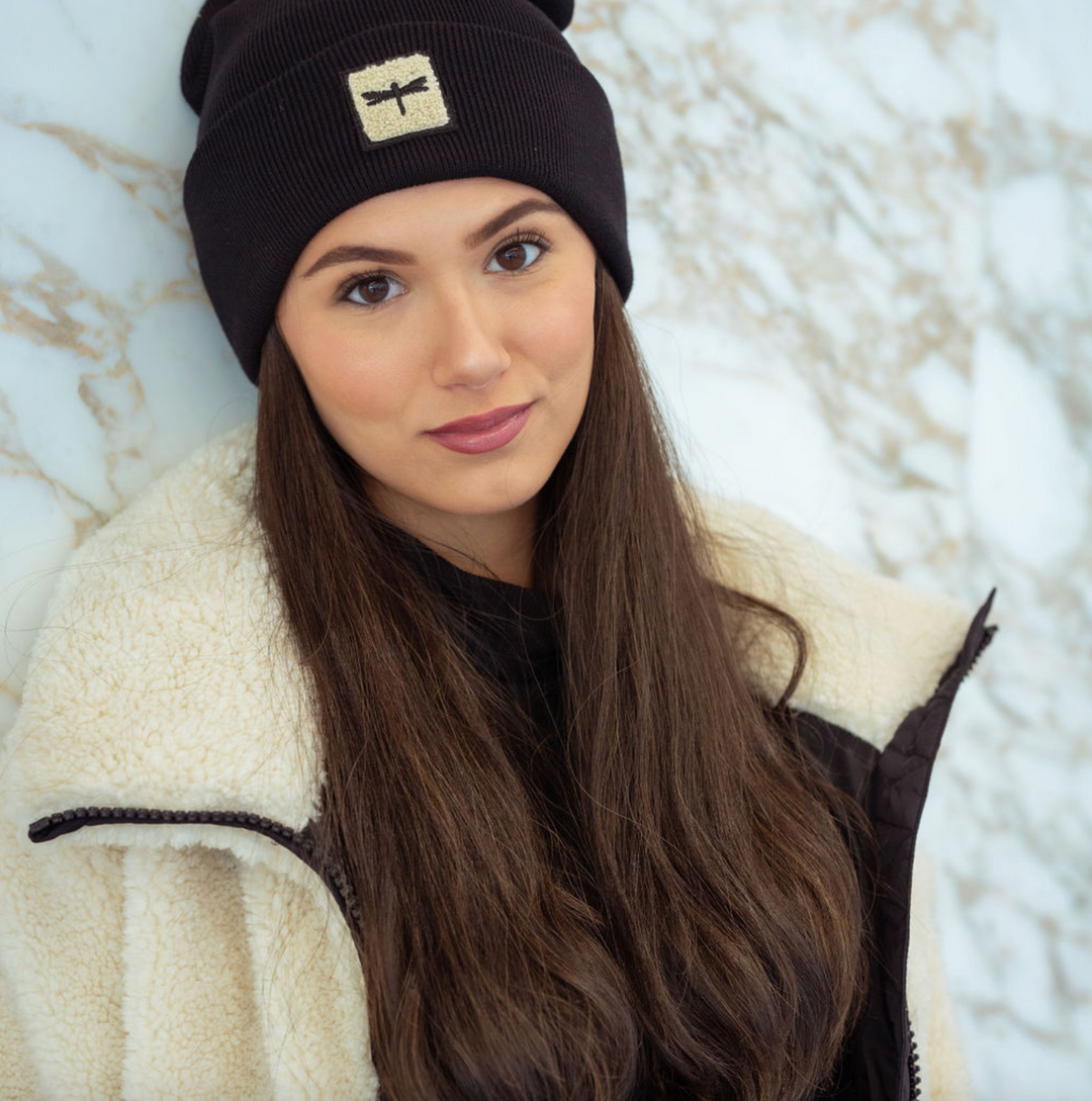 New* Black Sherpa Logo Beanies - Hot Pink + Taupe Logo* – TAL NEW YORK