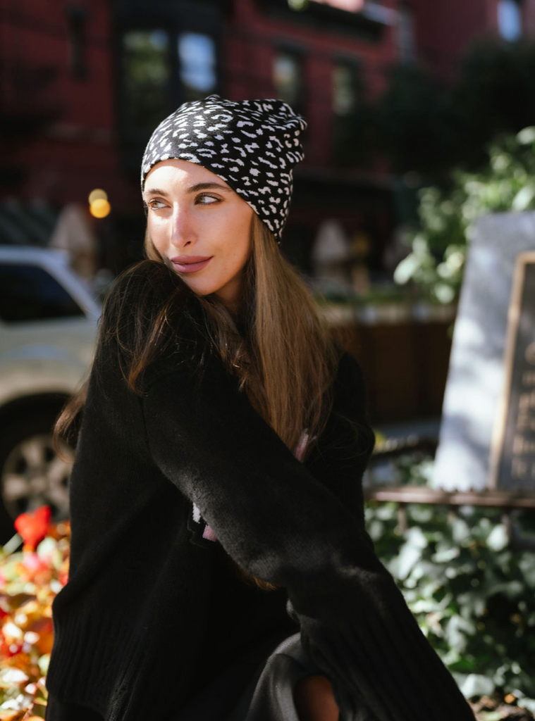 Cashmere Leopard Beanie – TAL NEW YORK display picture 3