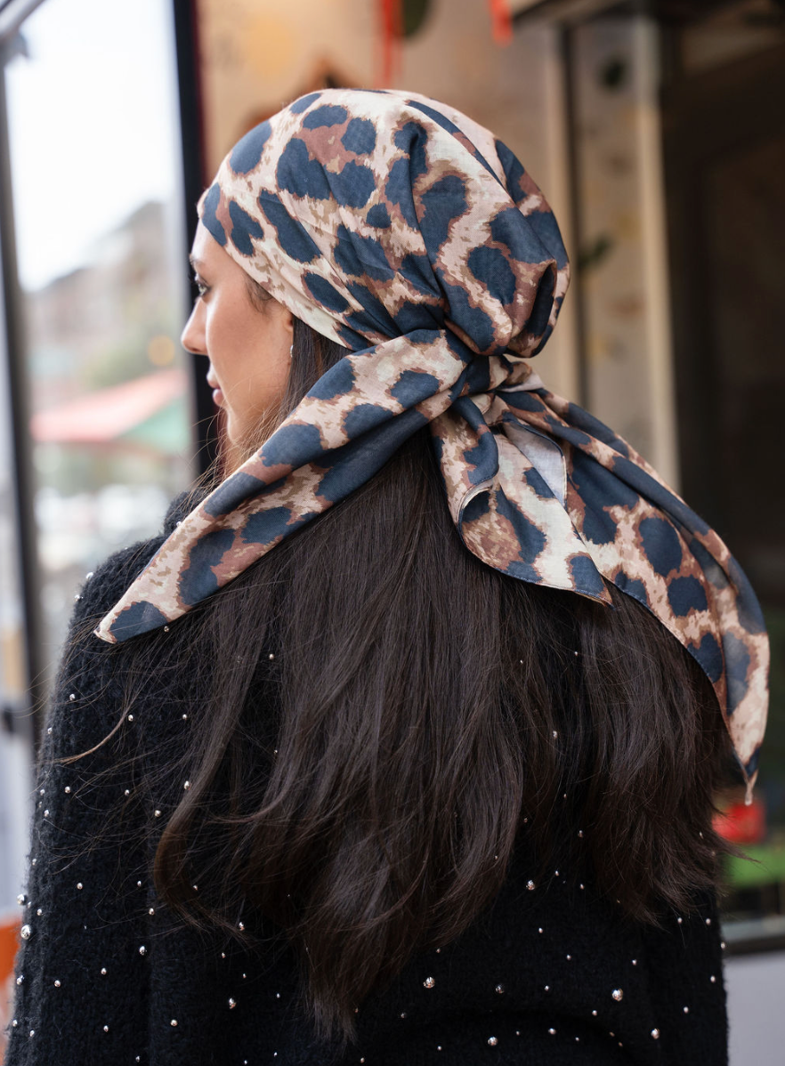 Brown Leopard Scarf (Pretied + Square Scarf + Bandana) – TAL NEW YORK