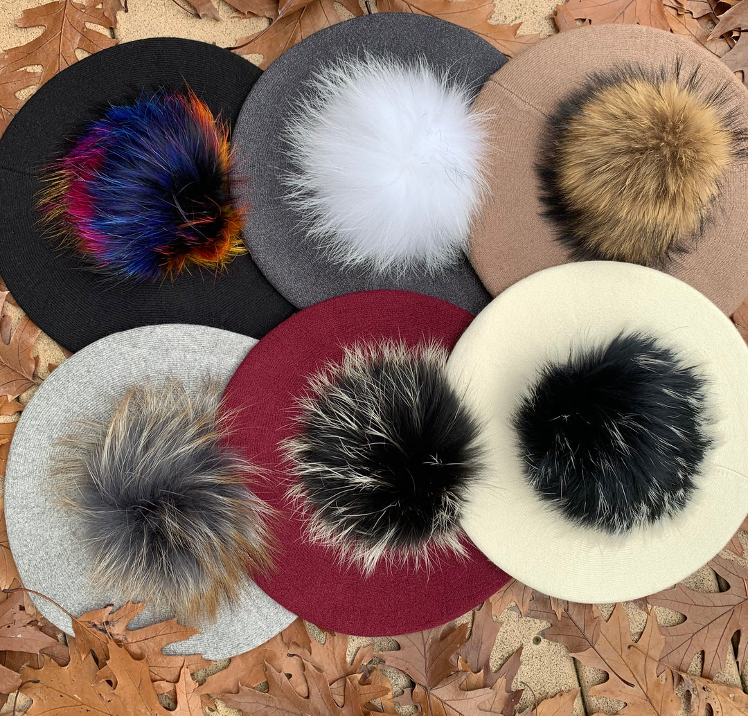 Black fuzzy Beret and Talnewyork beanie The Velvet Heart Beanie – TAL NEW YORK main image 3
